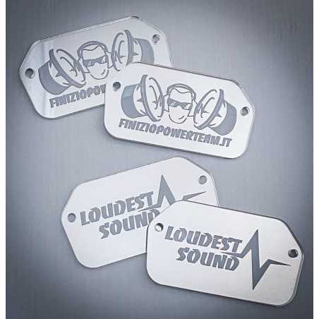 Placche In Plexiglass Specchiato Con Logo Inciso EDGE Audio ( 2 Pezzi ) Da Installare Su Portiere
