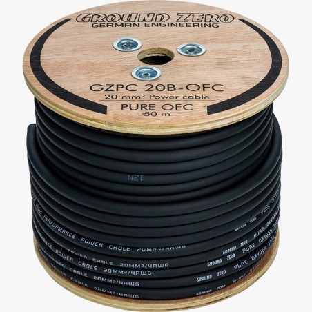 GROUND ZERO Cavi Ø 20 Mm² OFC 100% RAME PREMIUM Quality Cavo 20mm Positivo Alimentazione o Massa NERO