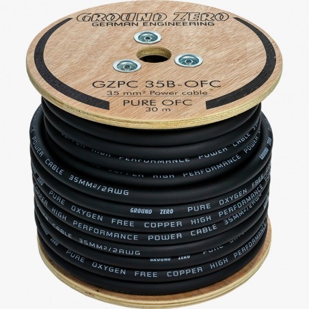 GROUND ZERO Cavi Ø 35 Mm² OFC 100% RAME PREMIUM Quality Cavo 35mm Positivo Alimentazione NERO