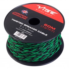 Bobina 60 Metri Cavo Di Qualità 2 X 1,5mm OFC 100% RAME Cavi Casse Bipolare Nero/Verde Vibe Audio