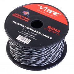 Bobina 60 Metri Cavo Di Qualità 2 X 1,5mm OFC 100% RAME Cavi Casse Bipolare Nero/Grigio Vibe Audio