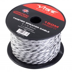 Bobina 150 Metri Cavo Di Qualità 2 X 0,5mm OFC 100% RAME Cavi Casse Bipolare Nero/Bianco Vibe Audio