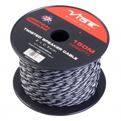 Bobina 150 Metri Cavo Di Qualità 2 X 0,5mm OFC 100% RAME Cavi Casse Bipolare Nero/Grigio Vibe Audio