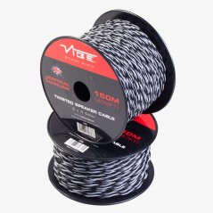 Bobina 150 Metri Cavo Di Qualità 2 X 0,5mm OFC 100% RAME Cavi Casse Bipolare Nero/Grigio Vibe Audio