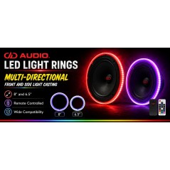 DD Audio LED-RGB-6.5 COPPIA Anelli LED RGB Light Ring 6.5" Per Woofer Da 16cm Tuning Light (2 PEZZI) + Telecomando