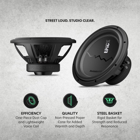 Audiocontrol EPICX12D2 Subwoofer 30cm  2x2 Ohm  500 W RMS