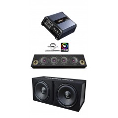 KITIPO' SoundPack PGX 1200 Impianto Completo Con Amplificatore 4 Canali Altoparlanti Subwoofer In Cassa