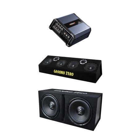 KITIPO' SoundPack GZX 1200 Impianto Completo Con Amplificatore 4 Canali Altoparlanti Subwoofer In Cassa