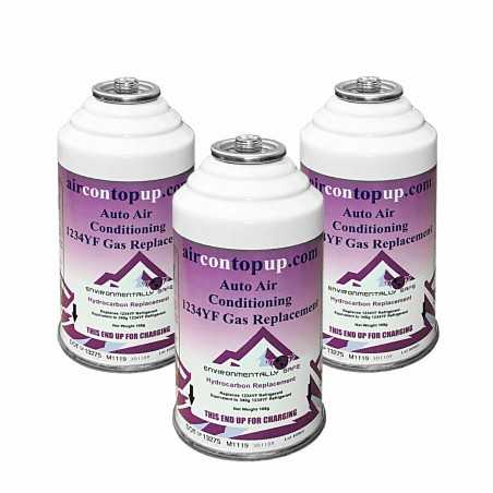 Kit 3 Bombolette aria condizionata fai da te gas R1234YF x Auto dal 2015 in poi (Necessita di accessorio)