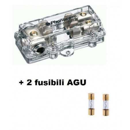 Phonocar 4/487 Portafusibile Distributore 2 Uscite + Fusibili 10x38 mm da 60 amp