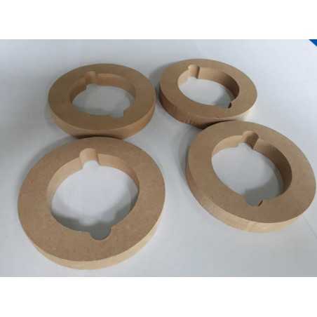 2 Coppie ANELLI Supporto Tweeter bullet anello mdf 100mm Legno MDF 4 Pezzi