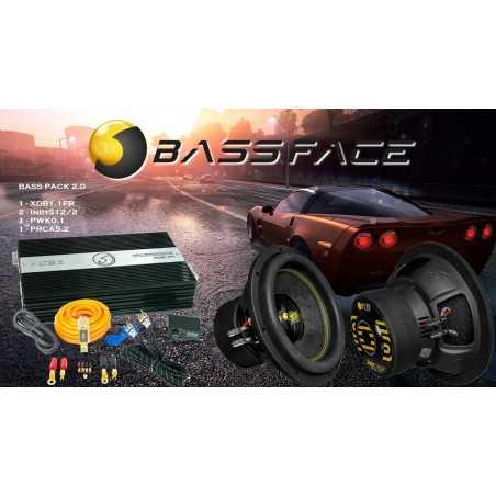 Bass Face BassPack - Amplificatore 2400 Watt rms + 2 Subwoofer da 30 cm  + Kit Cavi