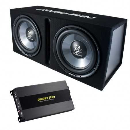 BassPack Ground Zero GZF Subwoofer doppio 30 cm + Amplificatore 1000 Watt rms