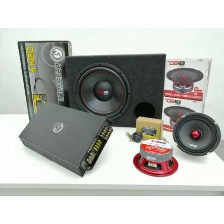 SoundPack  DBS Amplificatore Bass Face 4 canali + Tweeter + Subwoofer in Cassa + Midwoofer DS18