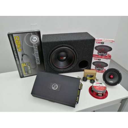 SoundPack  DBS Amplificatore Bass Face 4 canali + Tweeter + Subwoofer in Cassa + Midwoofer DS18