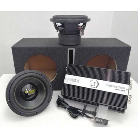 Bass Face BassPack B225 -  Amplificatore 2400 Watt rms + 2 Subwoofer da 25 cm