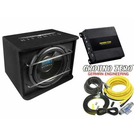 BassPack HG1 Subwoofer Hifonics in cassa + Amplificatore GROUND ZERO + Kit Cavi completo