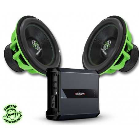 BassPack Ground Zero Monster Bass con 2 Subwoofer Da 38 + Amplificatore SounDigital 5000 W Rms