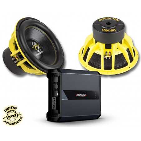 BassPack Ground Zero Monster Bass Con 2 Subwoofer Da 38 + Amplificatore SounDigital 5000 W Rms