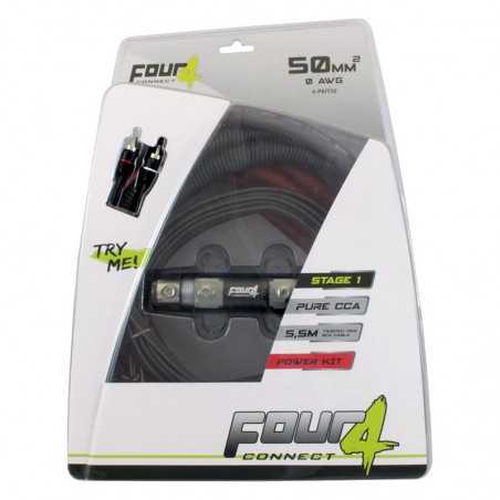 Kit Cavi Auto 0 awg Ø 50 mm Portafusibile Cavo Rca alimentazione 50mm positivo