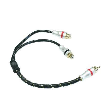 Coppia Sdoppiatori RCA A "Y" 1 Maschio 2 Femmine TRIPLA Schermatura BASS FACE GOLD EDITION Rca PRCAYM.2