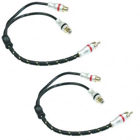 Coppia Sdoppiatori RCA A "Y" 1 Maschio 2 Femmine TRIPLA Schermatura BASS FACE GOLD EDITION Rca PRCAYM.2