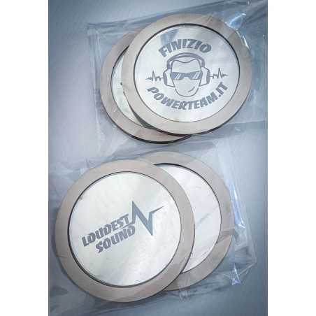 Placche in Plexiglass Specchiato con Logo inciso LOUDEST SOUND ( 2 pezzi ) da installare su portiere