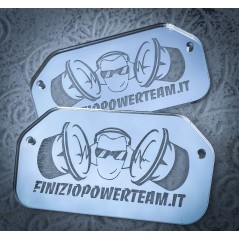 Placche In Plexiglass Specchiato Con Logo Inciso FinizioPowerTeam ( 2 Pezzi ) Da Installare Su Portiere