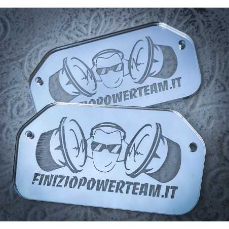 Placche In Plexiglass Specchiato Con Logo Inciso FinizioPowerTeam ( 2 Pezzi ) Da Installare Su Portiere