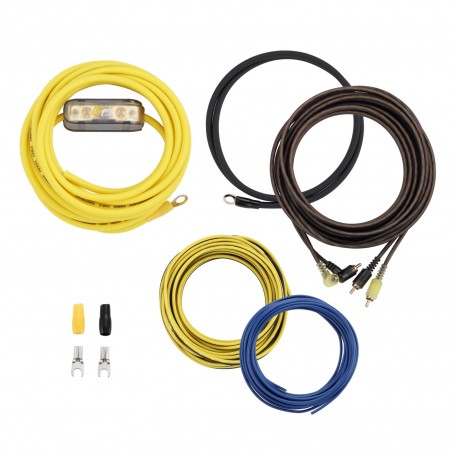 Kit Cavi Auto Ø 7 mm alimentazione massa 7mm portafusibile Cavo casse + RCA