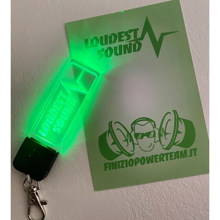 Ciondolo Portachiavi in PlexiGlass con logo inciso a Laser e Luci RGB