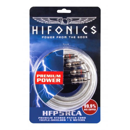 Kit 3 Coppie Cavi RCA 5 Mt  HIFONICS HFP5RCA Cavo Tripla Schermatura OFC