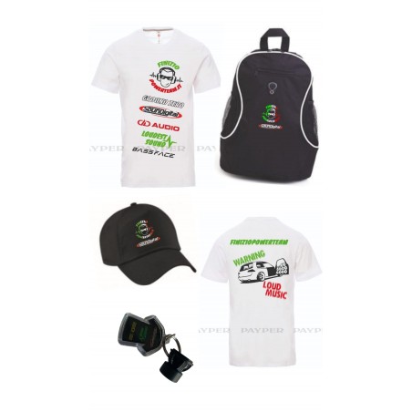 Gadget Pack SOUNDIGITAL con ZAINO ,  T-Shirt ,  Berretto ,  Portachiavi Subwoofer 3d , Braccialetto e  Adesivo