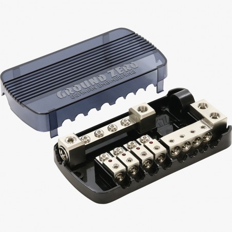 Ground Zero GZDB 4.50/8.20 MANL Portafusibile Con Distributore Di Masse 4 Ingressi 50 mm 4 Uscite 25mm Fusibili inclusi
