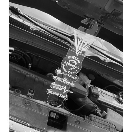 Supporto cofano motore in plexiglass da 8 mm con incisione personalizzata