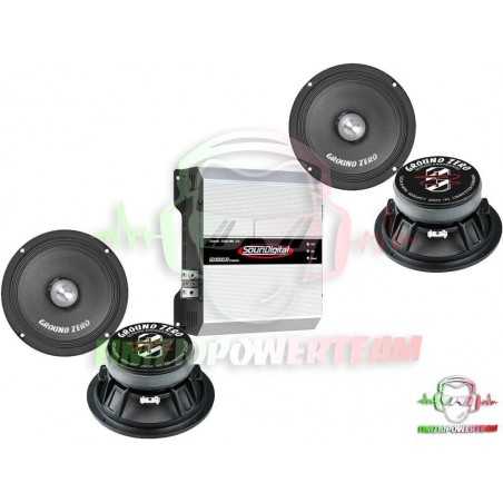 SoundPack GD Amplificatore SounDigital 3000 W rms + 4 Woofer Ground Zero 20 cm