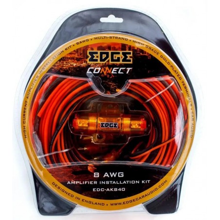 EDGE EDC-AK840 Kit Cavi Auto Ø 8 Mm Alimentazione Massa 8.3mm 8 Awg Cavo  con 2 Rca da 5 mt